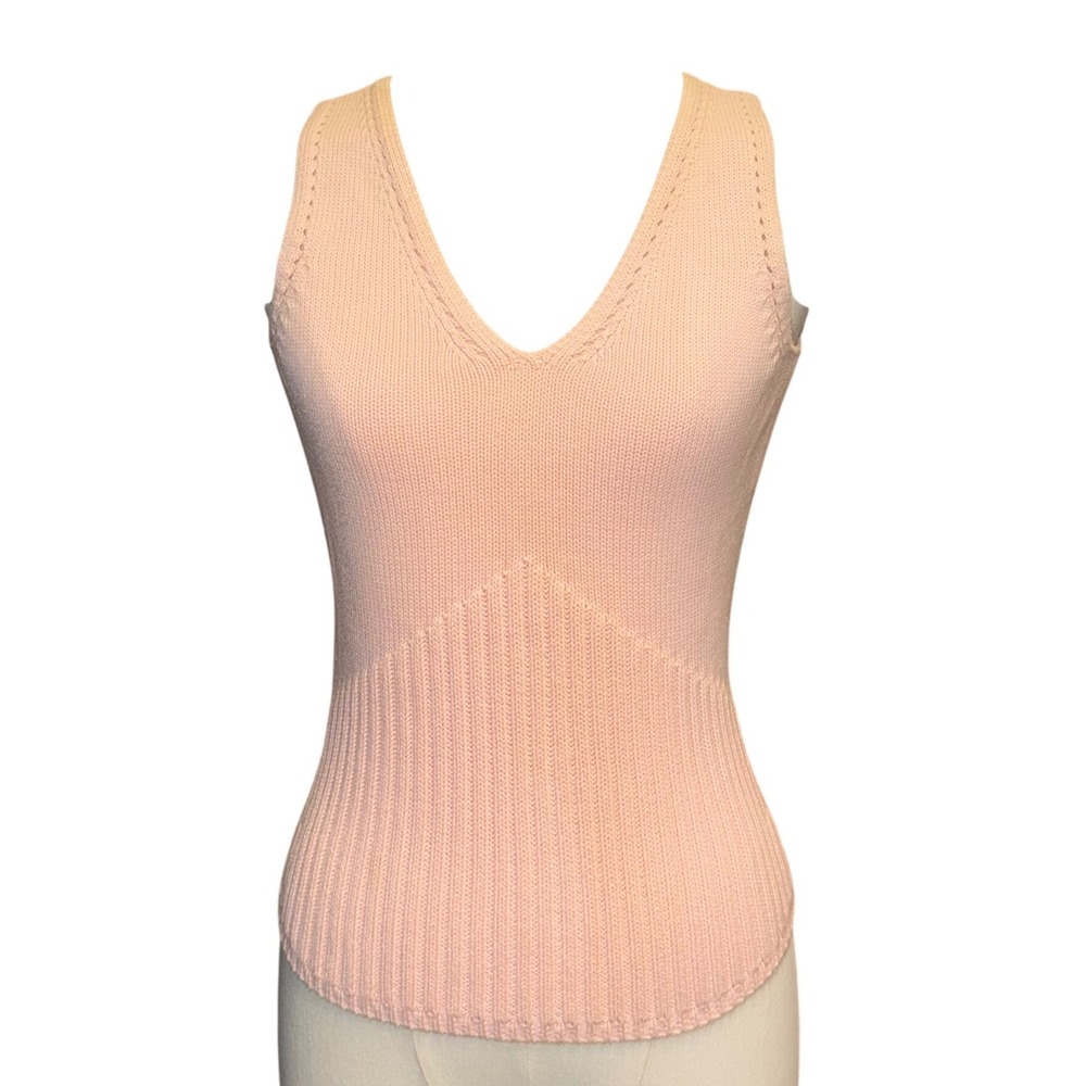Express Sweater Vest Womens Medium Peach Good Ribbed V-Neck Sleeveless Knit